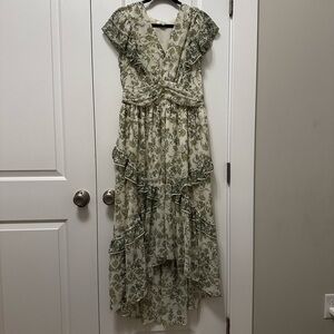 Max Studio Green Floral High Low Dress